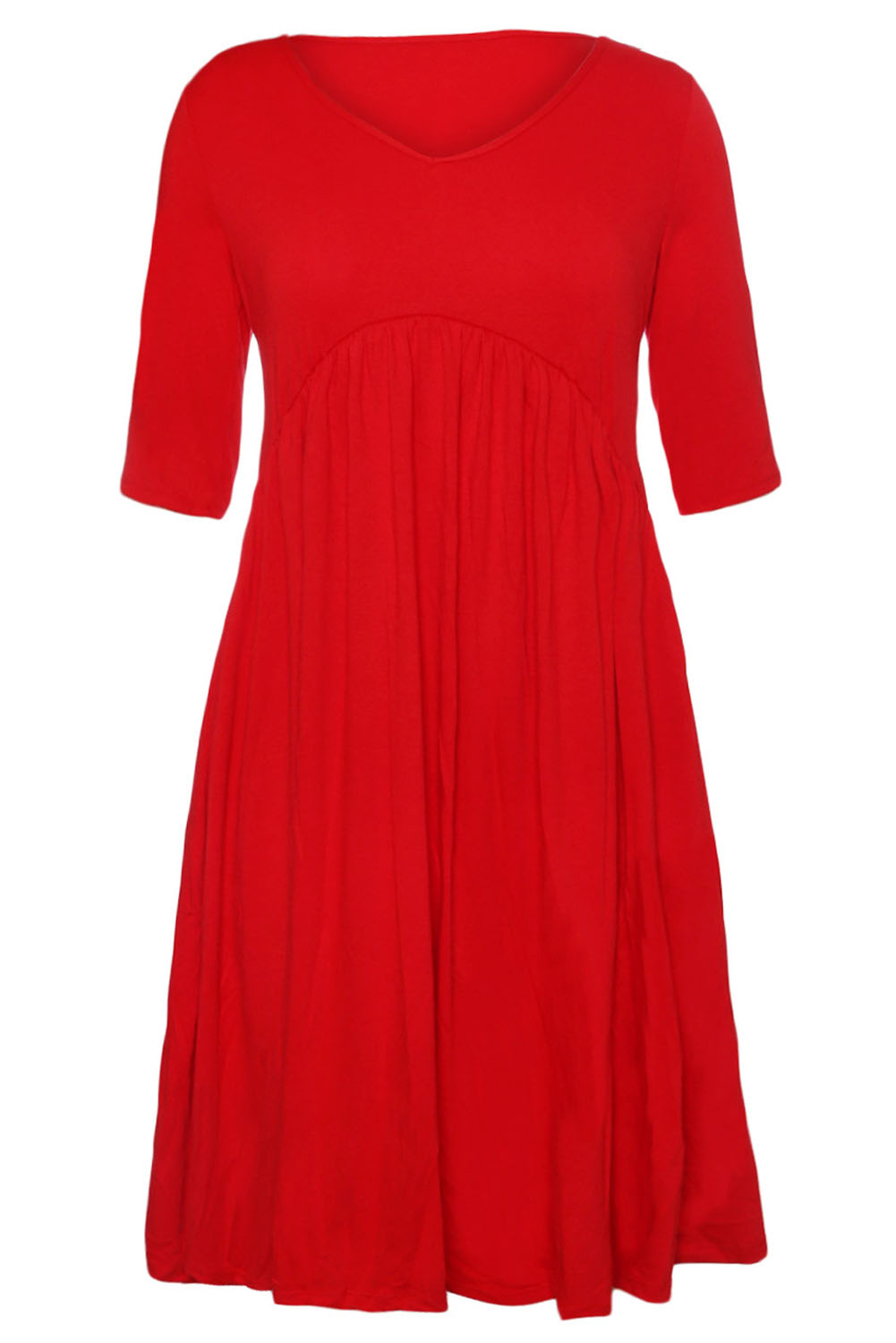 BY61653-3 Red Sleeve Draped Swing Dress